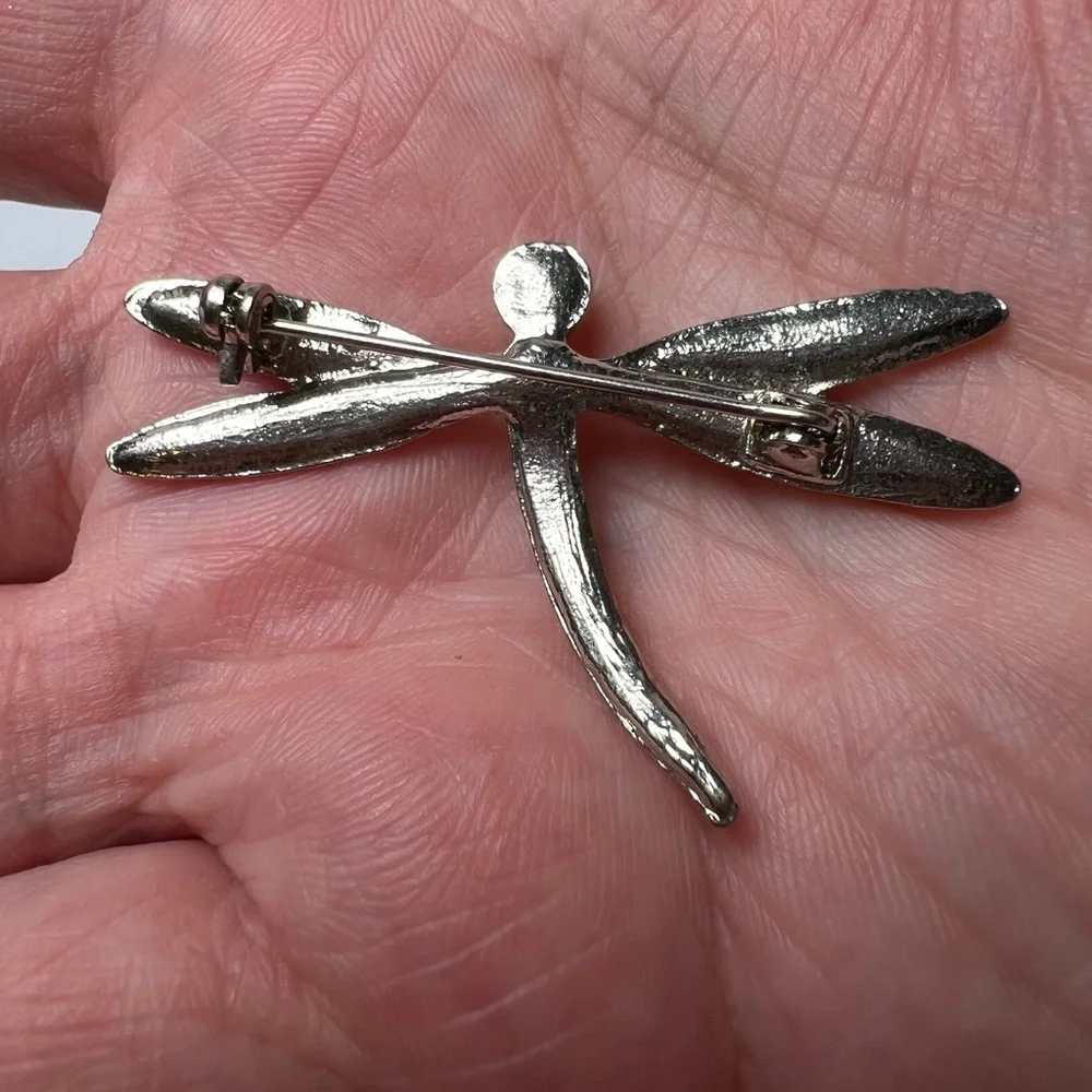 Dragonfly Silver Tone Brooch
